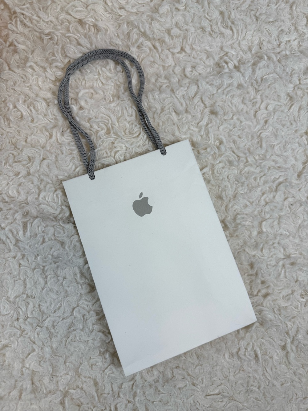 Apple White Gift Tote with Gray Rope Handles